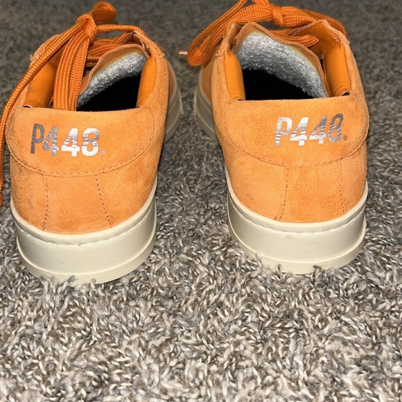 P448 Jack Trainers Low Top Sneakers Italian Leather Suede Italy in Orange - Picture 8 of 11